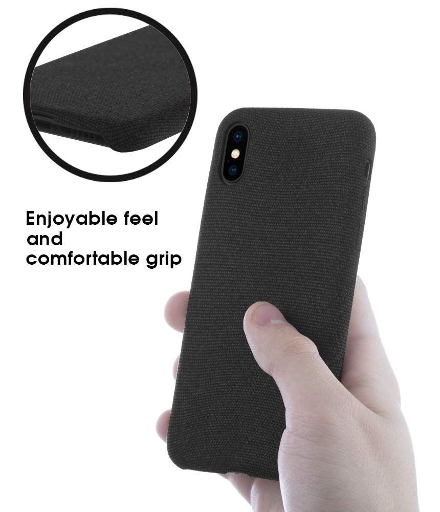 Lilware Soft Fabric Texture Plastic Phone Case for Apple iPhone X / iPhone XS - Black