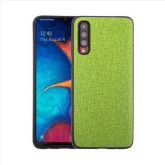 Lilware Canvas-Telefonhülle aus gummierter Kunststoffstruktur für Samsung Galaxy A70/A70S. Grün