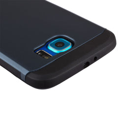 Lilware Armor Hard Plastic Rugged Case Dual Layer Cover for Samsung Galaxy S6 edge SM-G925F. Dark Silver / Black