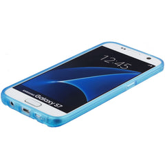 Xcessor Tetragon Bubbles Glänzendes, flexibles TPU-Case für Samsung Galaxy S7 SM-G930. Transparent / Blau
