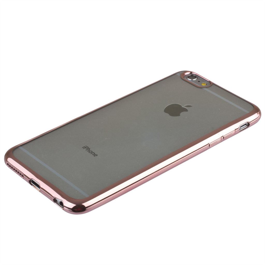 Xcessor Flex Ultra Slim TPU Gel Hybrid Case for Apple iPhone 6 Plus and 6S Plus With Colorful Edges. Clear / Light Pink