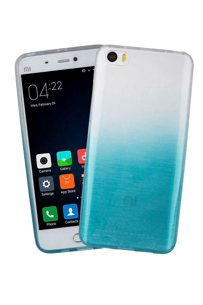 Xcessor Transition Color Flexible TPU-Hülle für Xiaomi Mi 5. Mit Farbverlauf-Seidenfadenstruktur. Transparent / Hellblau