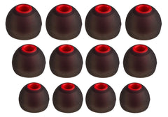 Xcessor (S/M/L) 6 Pairs (12 Pieces) of Silicone Replacement In Ear Earphone S/M/L Size Earbuds. Bicolor. Black / Red