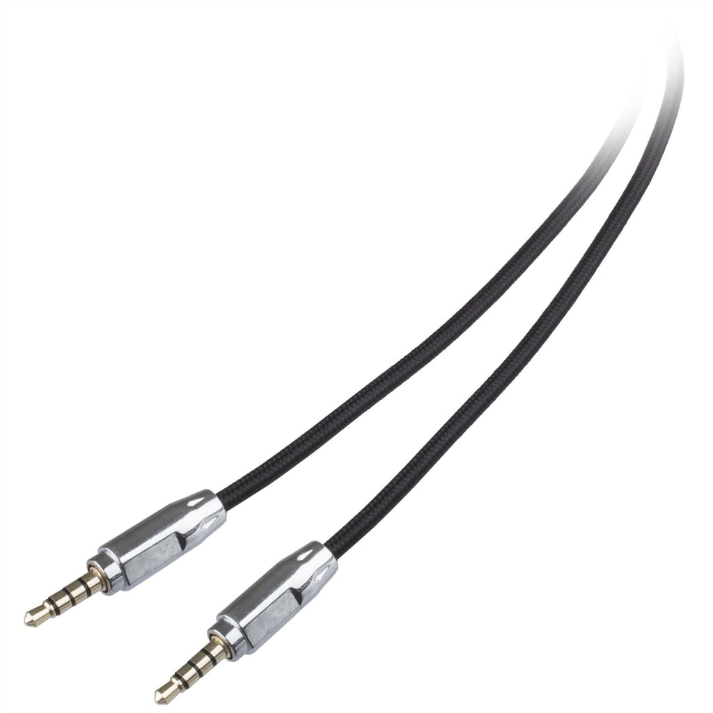 Lilware AUX-Audiokabel, 3,5 mm Klinkenstecker auf 3,5 mm Stecker, geflochtenes Nylongewebe, 90 cm, für Multimedia-Geräte, Schwarz
