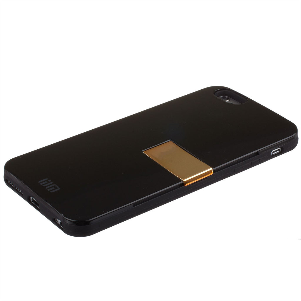 Lilware Armor Hard Plastic Case for Apple iPhone 6 Plus and 6S Plus. Glossy Dual Layer Protective Cover With Kickstand and Credit / Business Card Secret Slot. Black