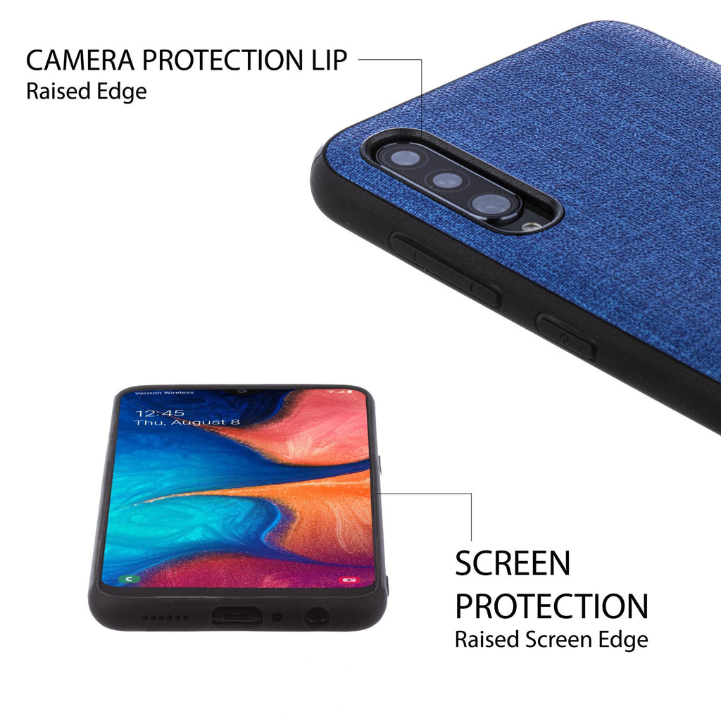 Lilware Canvas Rubberized Texture Plastic Phone Case for Samsung Galaxy A50/A50S. Blue