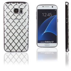 Xcessor Convex Checkered Glossy Flexible TPU case for Samsung Galaxy S7 SM-G930. Transparent / Black