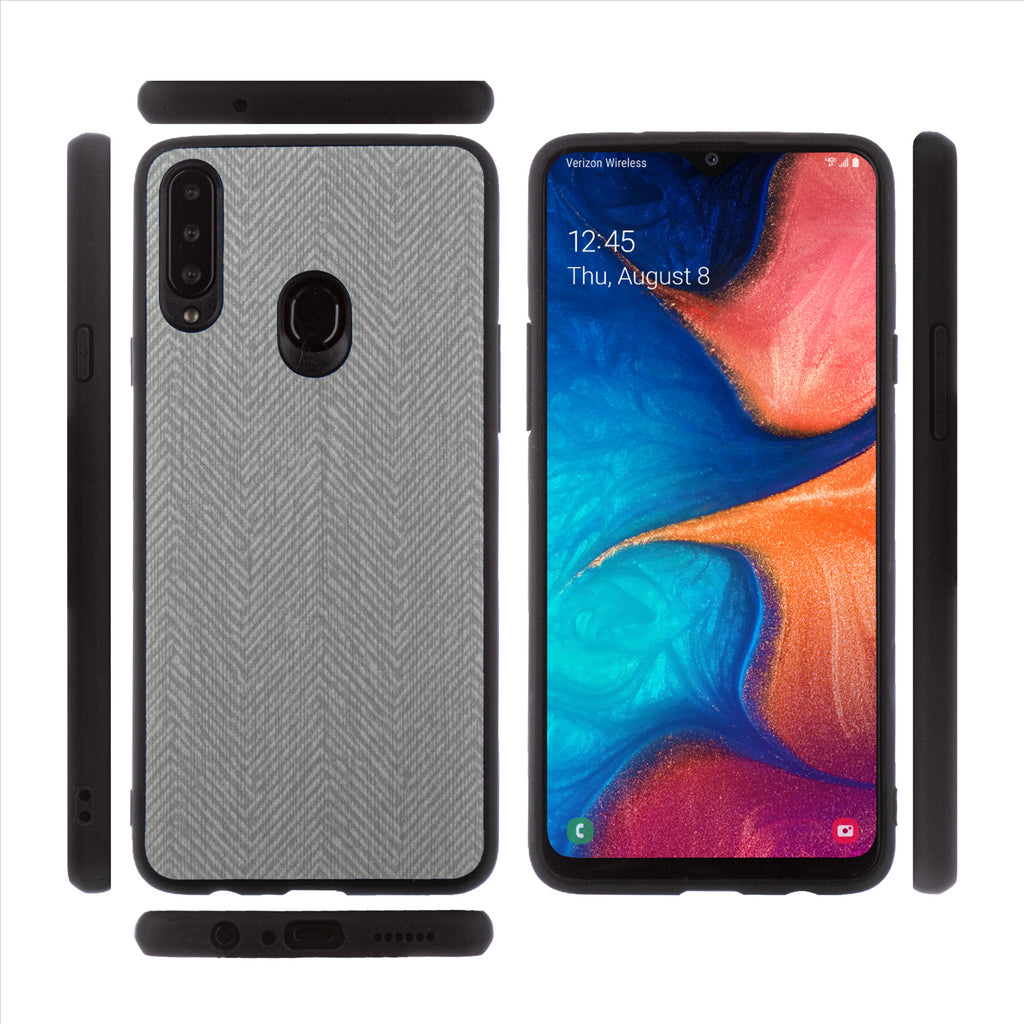 Lilware Canvas Z Handyhülle aus gummiertem Kunststoff mit Textur für Samsung Galaxy A20S. Dunkelgrau