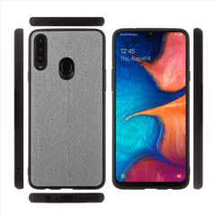 Lilware Canvas Z Handyhülle aus gummiertem Kunststoff mit Textur für Samsung Galaxy A20S. Dunkelgrau