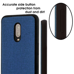 Lilware Canvas Rubberized Texture Plastic Phone Case for OnePlus 6T. Dark Blue