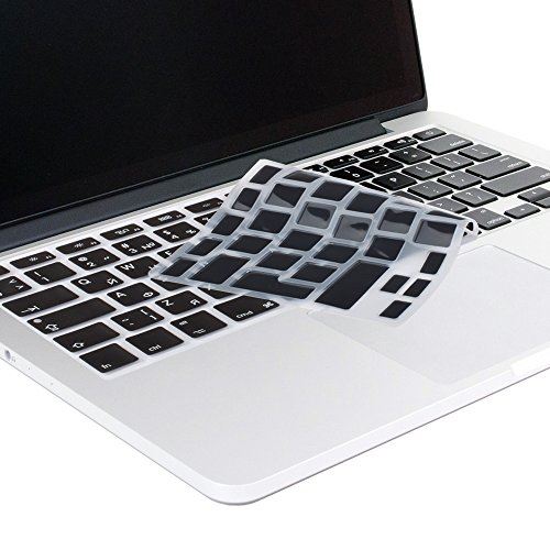 Lilware Set of 2 Silicone Keyboard covers for MacBook Air 13 / 15 / 17 (Release 2012 year) QWERTY (Spanish layout) Black/Transparent