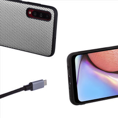 Lilware Canvas X Stofftextur Kunststoff-Telefonhülle für Samsung Galaxy A70/A70S. Hellgrau