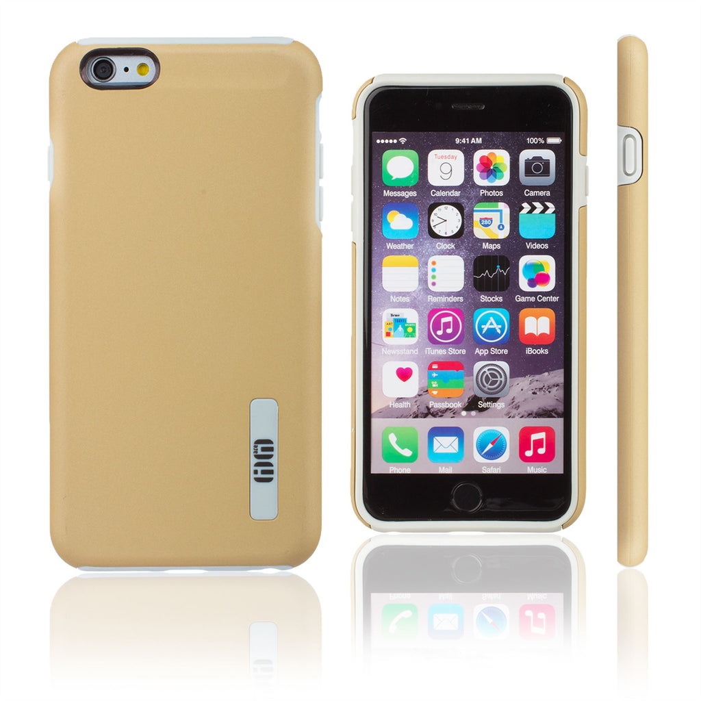 Lilware Smooth Armor Hard Plastic Case for Apple iPhone 6 and 6S. Rugged Dual Layer Protective Cover. Black / Golden Color