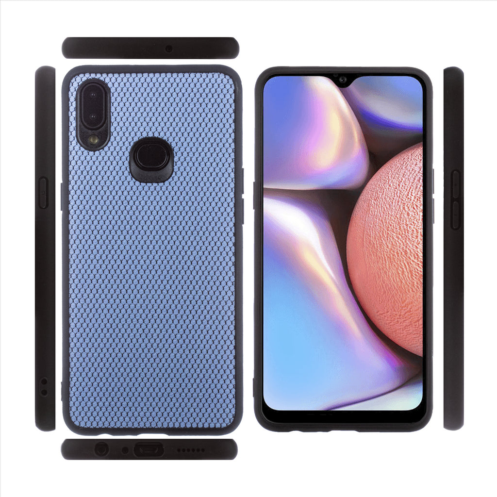 Lilware Canvas X Fabric Texture Plastic Phone Case for Samsung Galaxy A10S. Blue