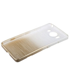 Xcessor Transition Color Flexible TPU-Hülle für Microsoft Lumia 950. Mit Farbverlauf-Seidenfadenstruktur. Transparent / Gold