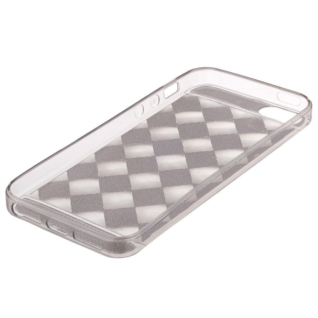 Xcessor Checkered Diamond Glossy Flexible TPU case for Apple iPhone SE / 5 / 5S. Transparent / Grey