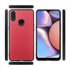 Lilware Canvas X Fabric Texture Plastic Phone Case for Samsung Galaxy A10S. Red