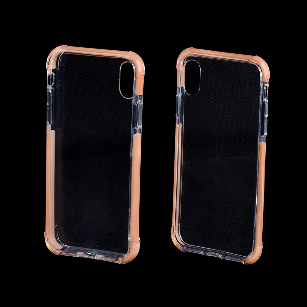 Xcessor Clear Hybrid TPU Phone Case for Apple iPhone X / iPhone XS. With Shock Absorbing Rubber Layer on the Edges and Reinforced Corners. Clear / Pastel Peach