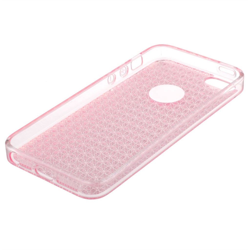 Xcessor Crystal Shine Glossy Flexible TPU Case for Apple iPhone SE / 5 / 5S. Transparent / Pink