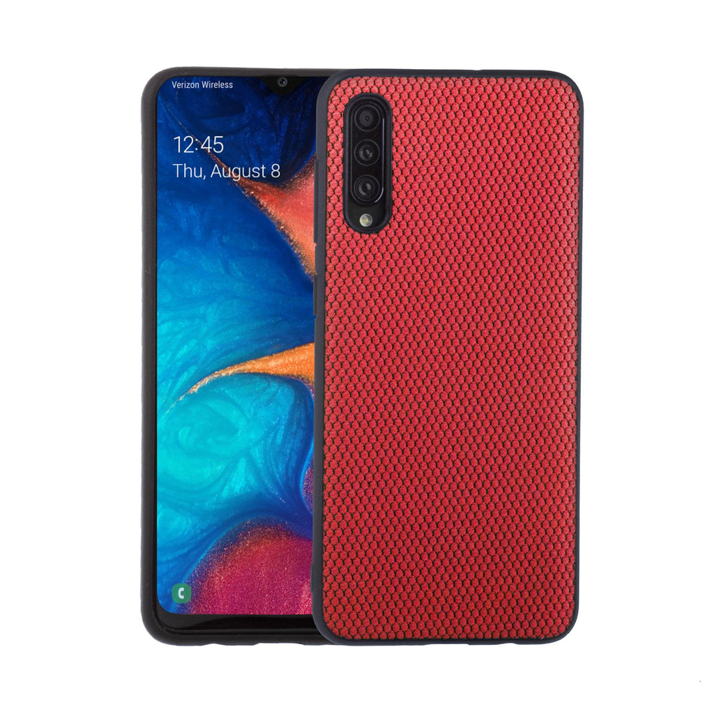 Lilware Canvas X Fabric Texture Plastic Phone Case for Samsung Galaxy A50/A50S. Red