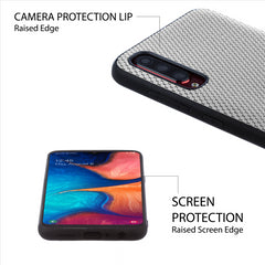 Lilware Canvas X Stofftextur Kunststoff-Telefonhülle für Samsung Galaxy A70/A70S. Hellgrau