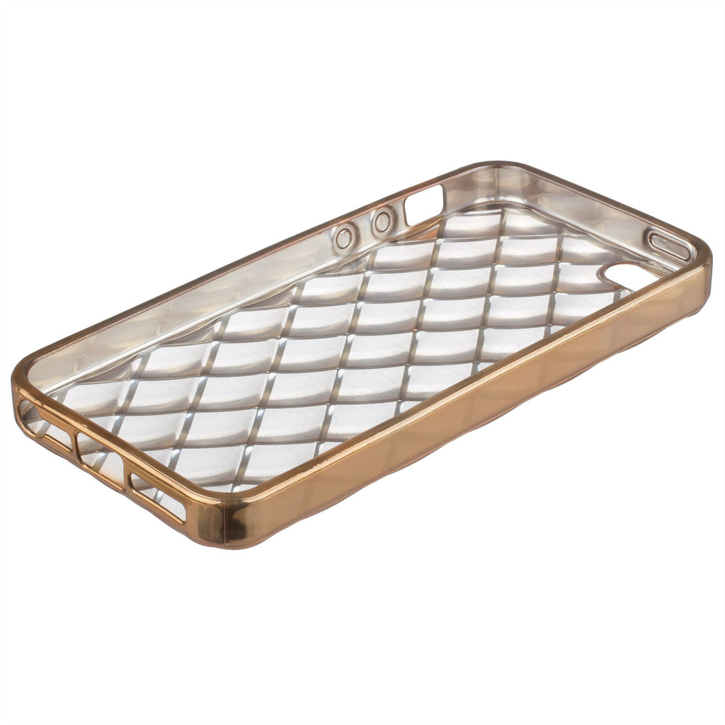 Xcessor Convex Checkered Glossy Flexible TPU case for Apple iPhone SE / 5 / 5S. Transparent / Gold