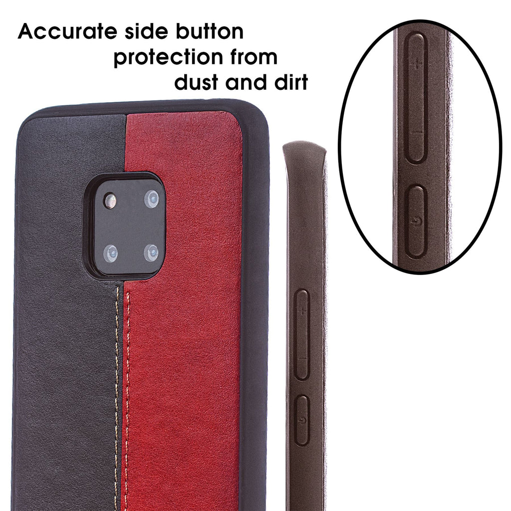 Lilware Bicolor PU Leather Phone Case Compatible with Huawei Mate 20 Pro. Red / Black