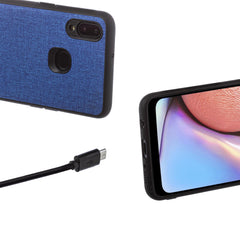 Lilware Canvas-Handyhülle aus gummiertem Kunststoff für Samsung Galaxy A10S. Blau