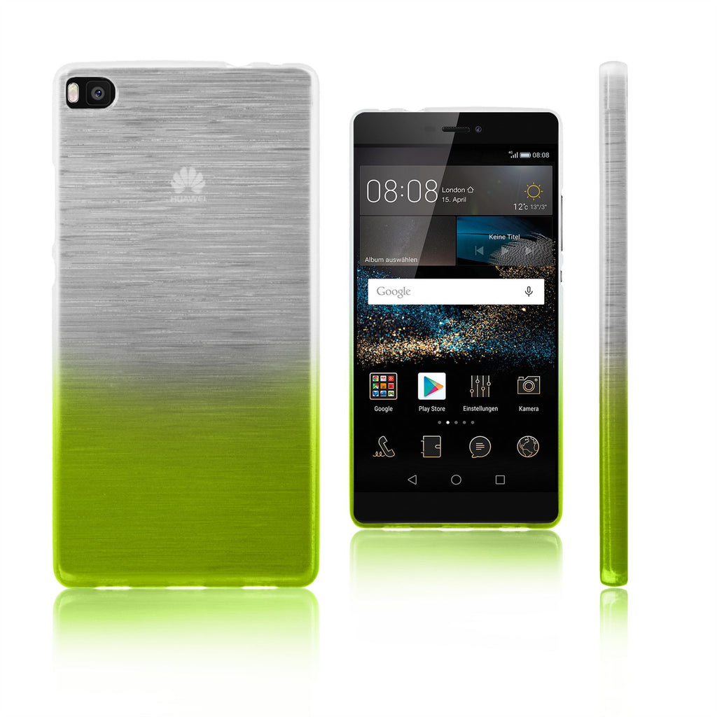 Xcessor Transition Color Flexible TPU Case for Huawei Ascend P8. With Gradient Silk Thread Texture. Transparent / Green