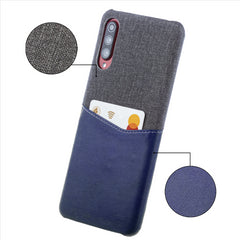Lilware Card Wallet Kunststoff-Telefonhülle Kompatibel mit Samsung Galaxy A70/A70S. Stofftextur und PU-Leder-Schutzhülle mit Ausweis-/Kreditkartenfach. Blau