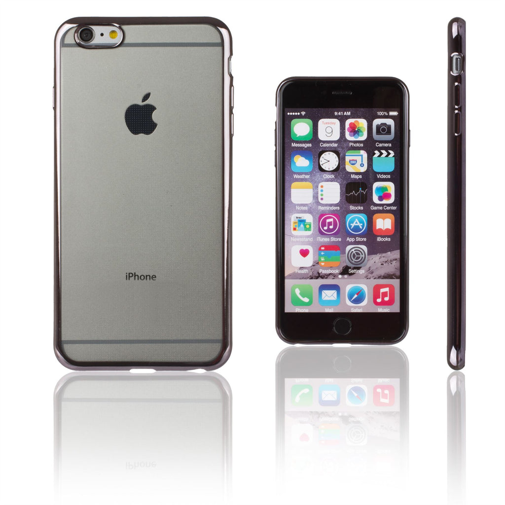 Xcessor Flex Ultra Slim TPU Gel Hybrid Case for Apple iPhone 6 Plus and 6S Plus With Colorful Edges. Clear / Black