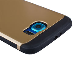 Lilware Armor Hard Plastic Rugged Case Dual Layer Cover for Samsung Galaxy S6 edge SM-G925F. Gold / Black