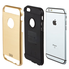 Lilware Armor Slim Fit Hard Plastic Rugged Case Dual Layer Cover for Apple iPhone 6  6S. Gold / Black