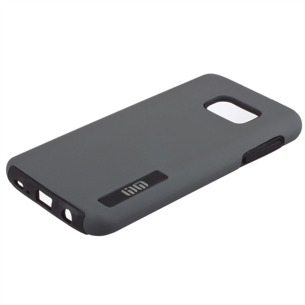 Lilware Smooth Armor Hard Plastic Case for Samsung Galaxy S7. Rugged Dual Layer Protective Cover. Black / Grey