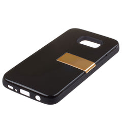Lilware Armor Hartplastikhülle für Samsung Galaxy S7. Glänzende, zweilagige Schutzhülle mit Ständer und geheimem Fach für Kredit-/Visitenkarten. Schwarz