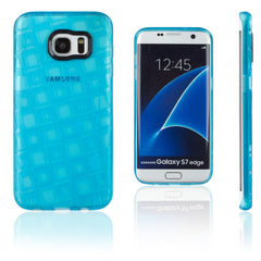 Xcessor Tetragon Bubbles Glossy Flexible TPU case for Samsung Galaxy S7 Edge SM-G935. Transparent / Blue