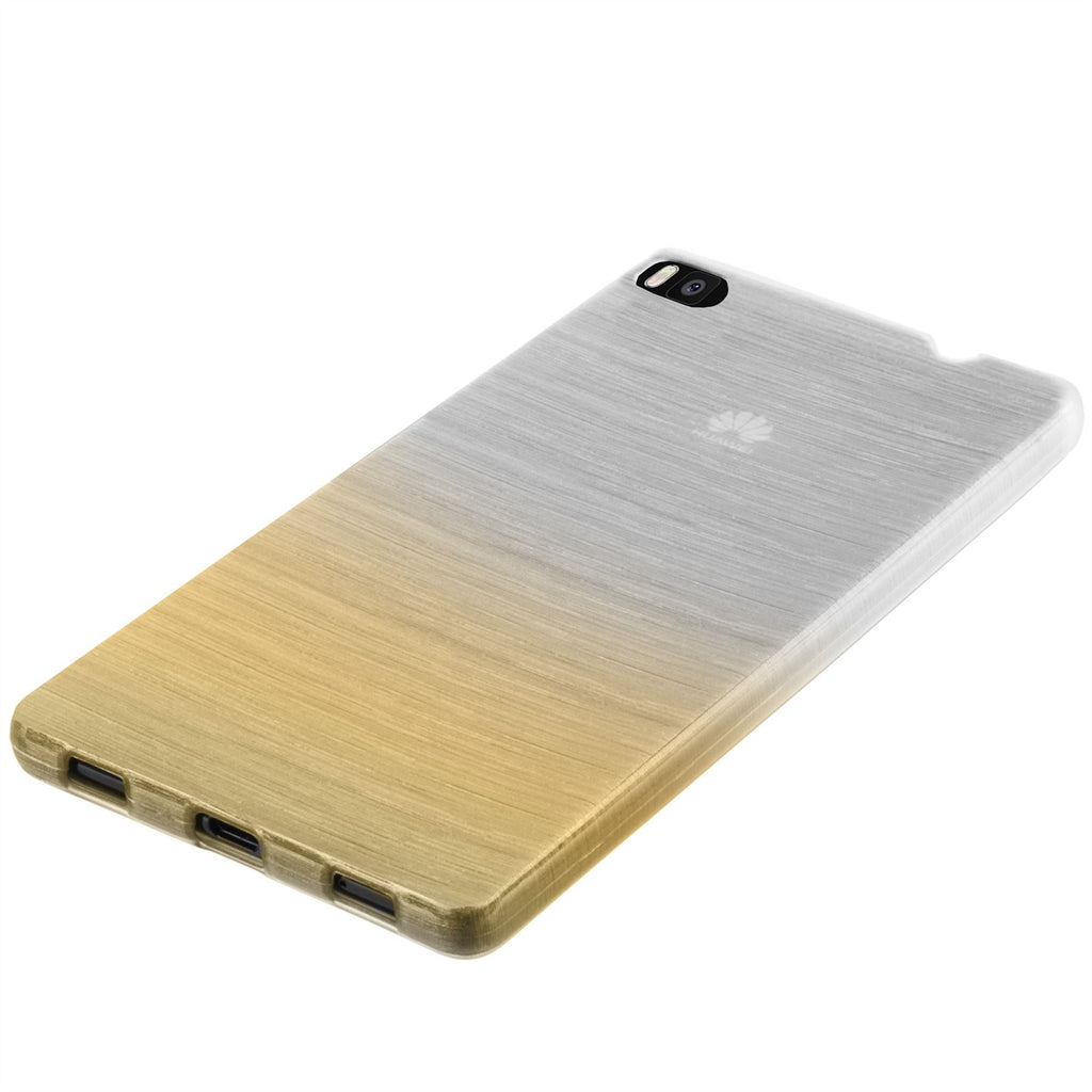 Xcessor Transition Color Flexible TPU Case for Huawei P8. With Gradient Silk Thread Texture. Transparent / Gold