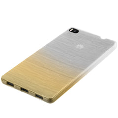 Xcessor Transition Color Flexible TPU Case for Huawei P8. With Gradient Silk Thread Texture. Transparent / Gold