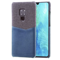 Lilware Card Wallet Plastic Phone Case Compatible with Huawei Mate 20. Fabric Texture and PU Leather Protective Cover with ID / Credit Card Slot Holder. Blue