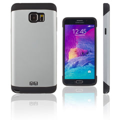 Lilware Angular Armor Hard Plastic Case for Samsung Galaxy Note 5. Rugged Dual Layer Protective Cover. Black / Silver Color