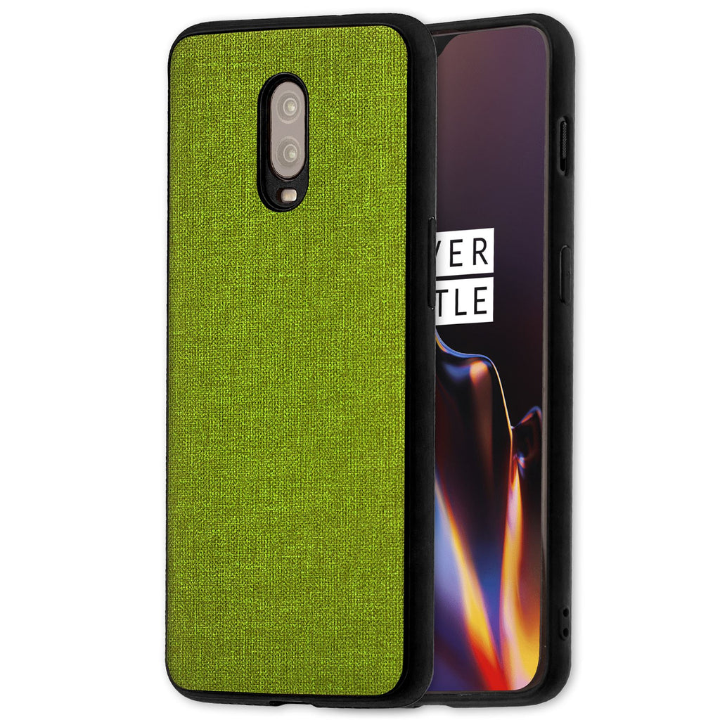 Lilware Canvas Rubberized Texture Plastic Phone Case for OnePlus 6T. Green