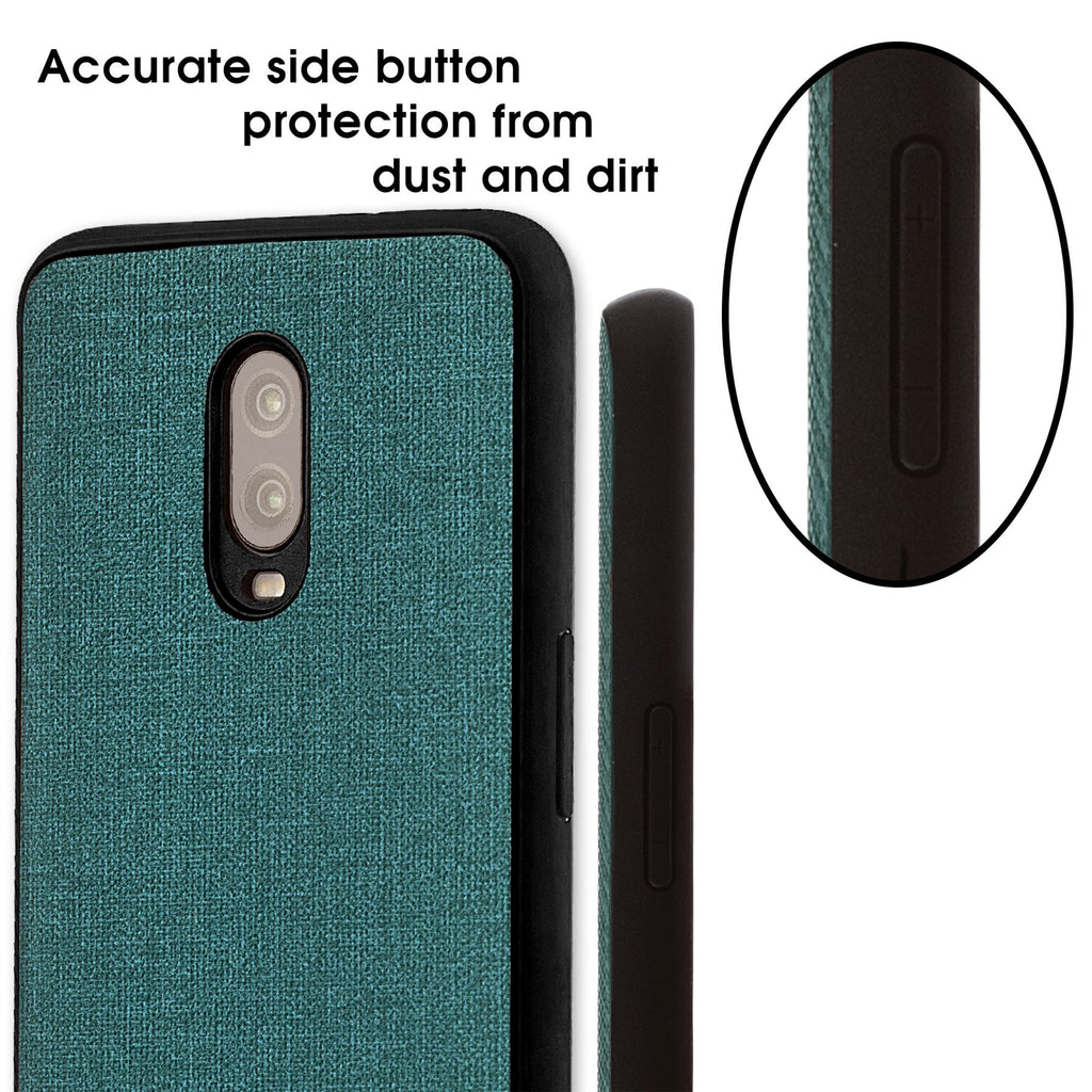 Lilware Canvas Rubberized Texture Plastic Phone Case for OnePlus 6T. Greenish Blue