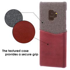 Lilware Card Wallet Kunststoff-Telefonhülle für Samsung Galaxy S9. Stofftextur und PU-Leder-Schutzhülle mit Ausweis-/Kreditkartenfach. Rot