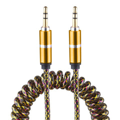 Lilware 3,5-mm-Audiokabel mit gummierter Spiralfeder, Stecker auf Stecker, für Multimedia-Geräte, Gold