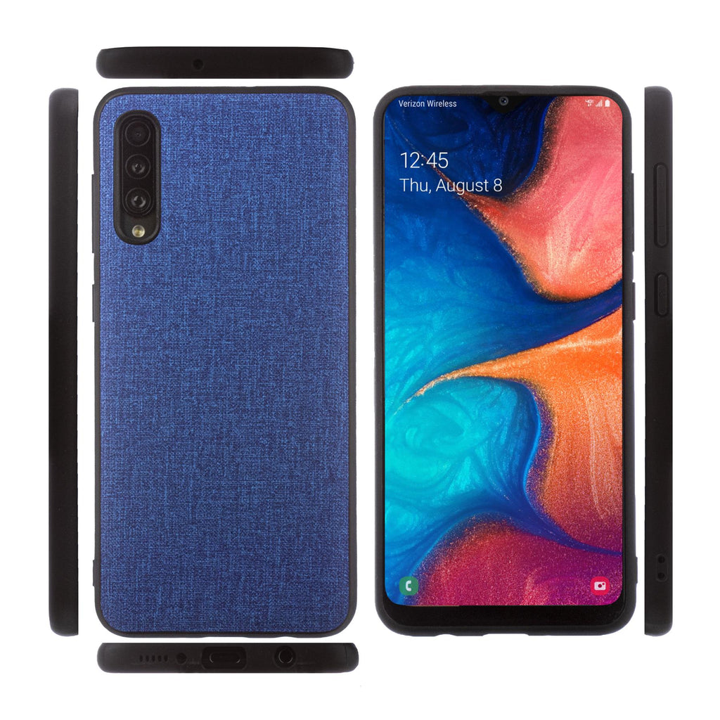 Lilware Canvas Rubberized Texture Plastic Phone Case for Samsung Galaxy A50/A50S. Blue