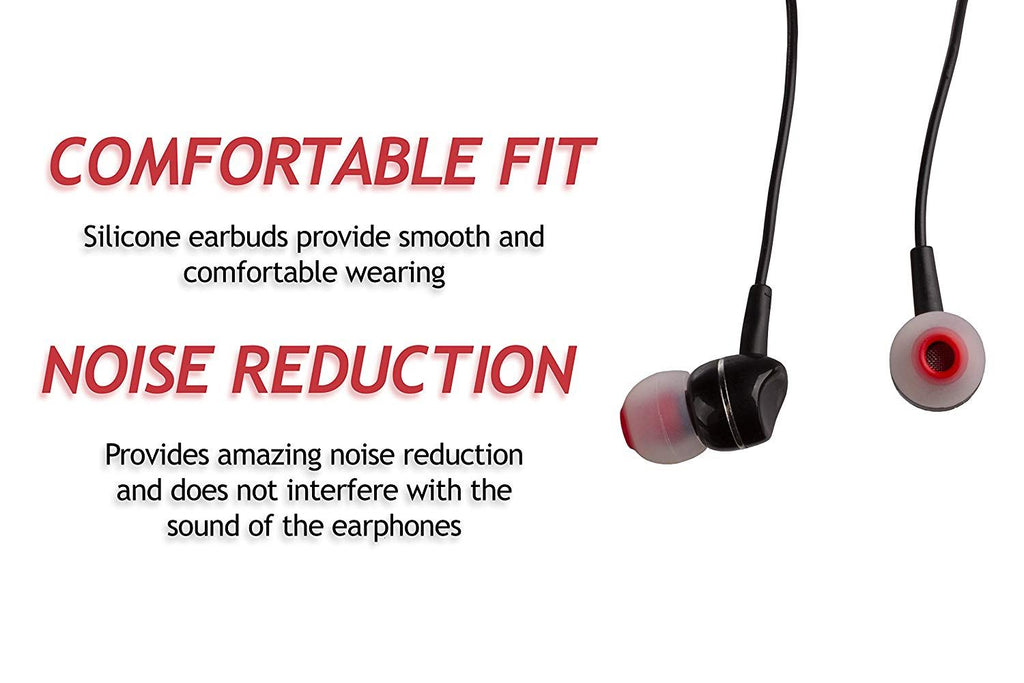 Xcessor (M) 7 Pairs (14 Pieces) of Silicone Replacement In Ear Earphone Medium Size Earbuds. Bicolor. Transparent / Red