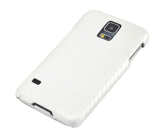 Xcessor Hartplastik-Schutzhülle in Karbonfaser-Optik für Samsung Galaxy S5 i9600 (kompatibel mit allen Samsung Galaxy S5-Modellen). Weiß
