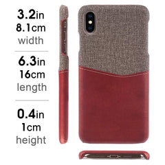 Lilware Card Wallet Plastic Phone Case for Apple iPhone XS Max. Fabric Texture and PU Leather Protective Cover with ID / Credit Card Slot Holder. Red