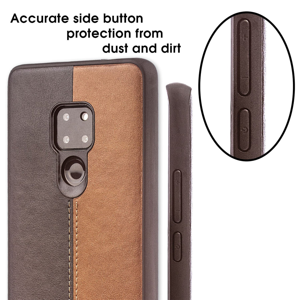 Lilware Bicolor PU Leather Phone Case Compatible with Huawei Mate 20. Brown / Black