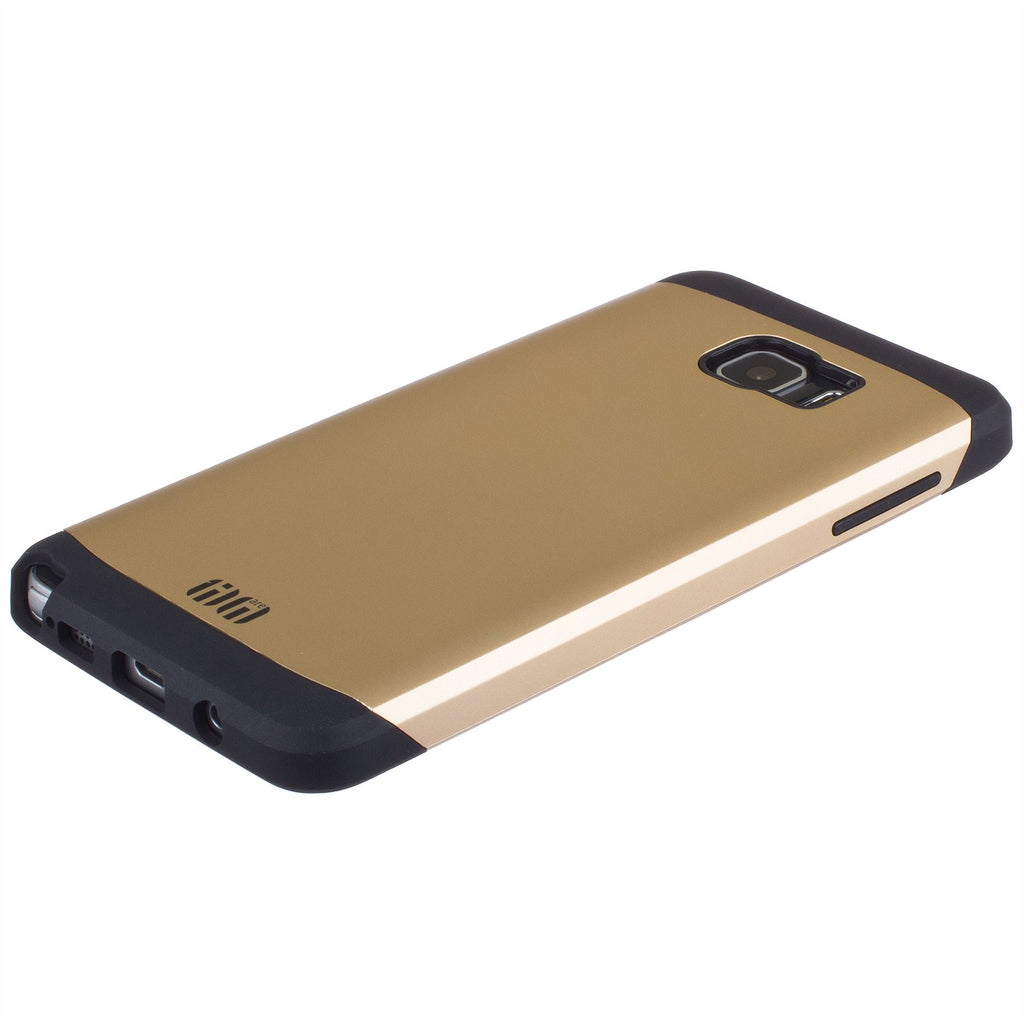 Lilware Angular Armor Hard Plastic Case for Samsung Galaxy Note 5. Rugged Dual Layer Protective Cover. Black / Golden Color